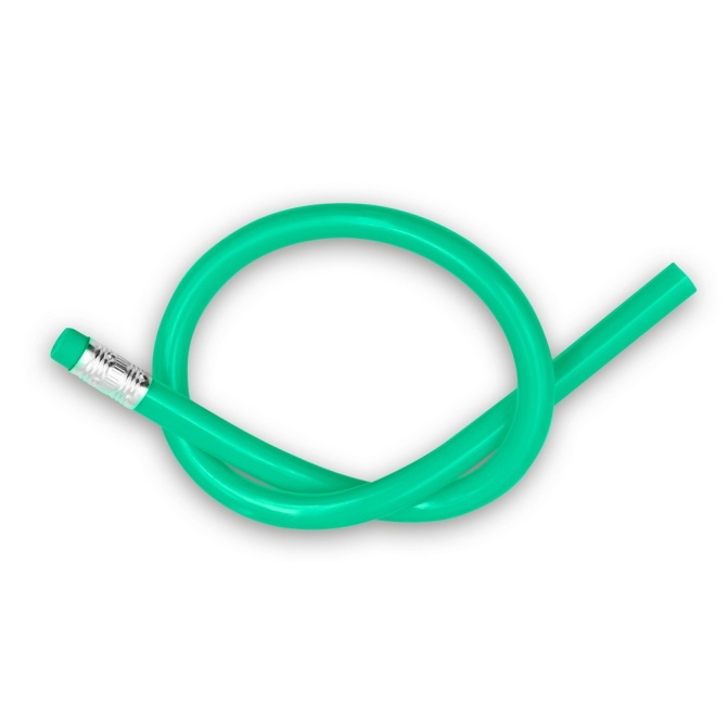 Giętki ołówek PVC zielony z gumką pod nadruk logo