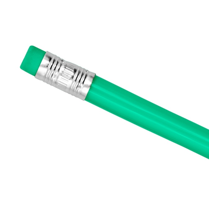 Giętki ołówek PVC zielony z gumką pod nadruk logo