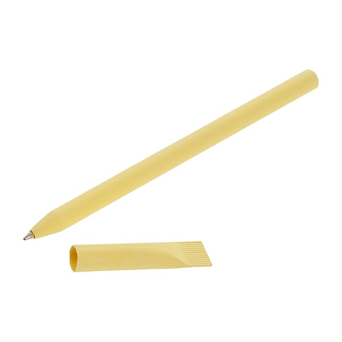 Jasnożółty długopis papierowy Debra z logo