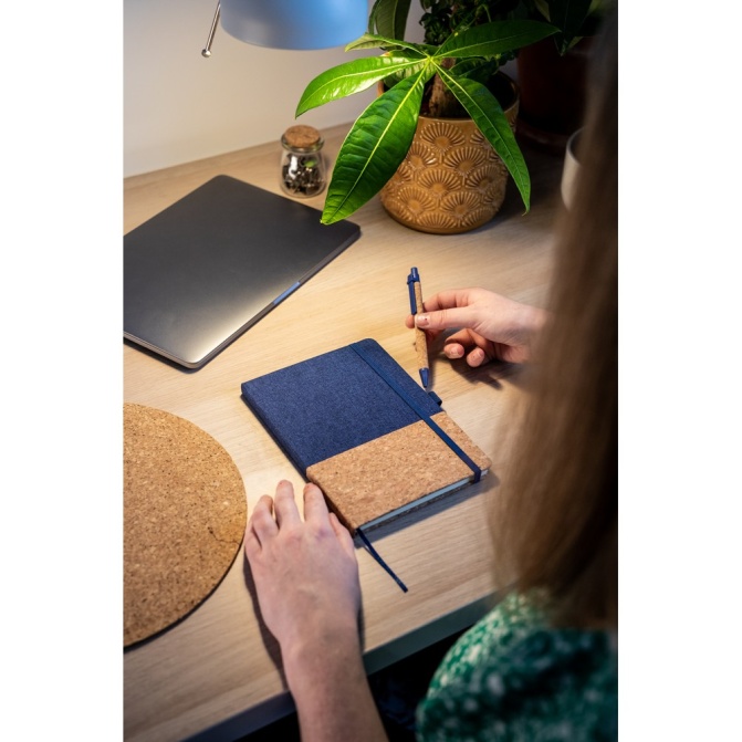 Korkowy notatnik A5 z długopisem, szary