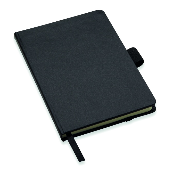 Notatnik A6 PU z metal. długopisem, czarny FSC