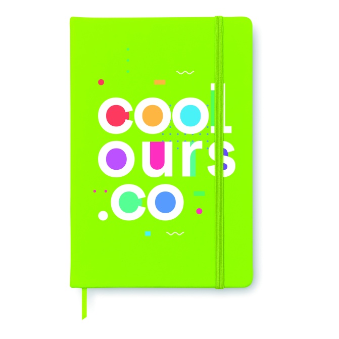 Limonkowy notes A6 PU, 192 stron FSC® z logo
