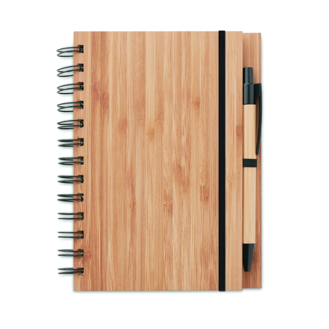 Bambusowy notes Bambloc + długopis, 140 gładkich stron