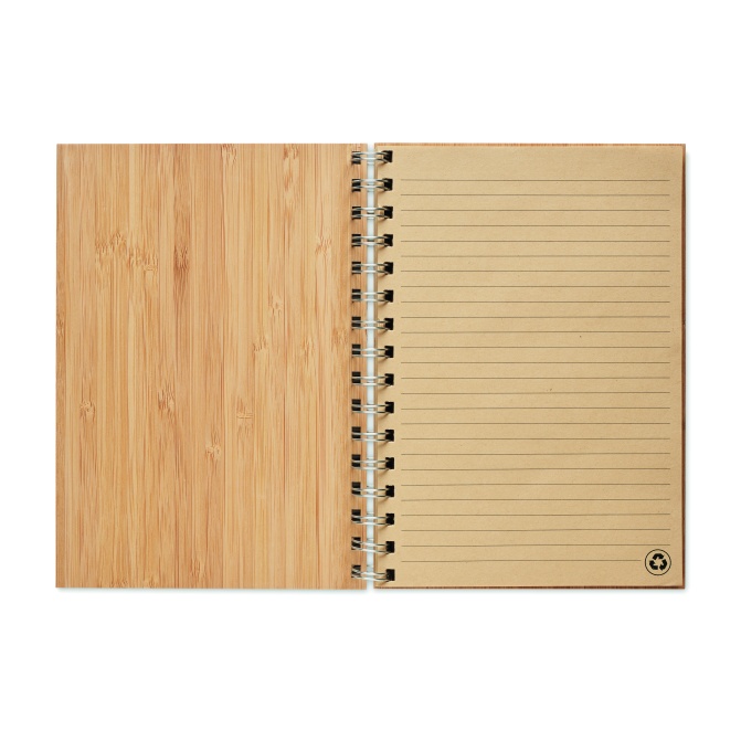 Notatnik bambusowy Bram A5, papier kraft, grawer logo