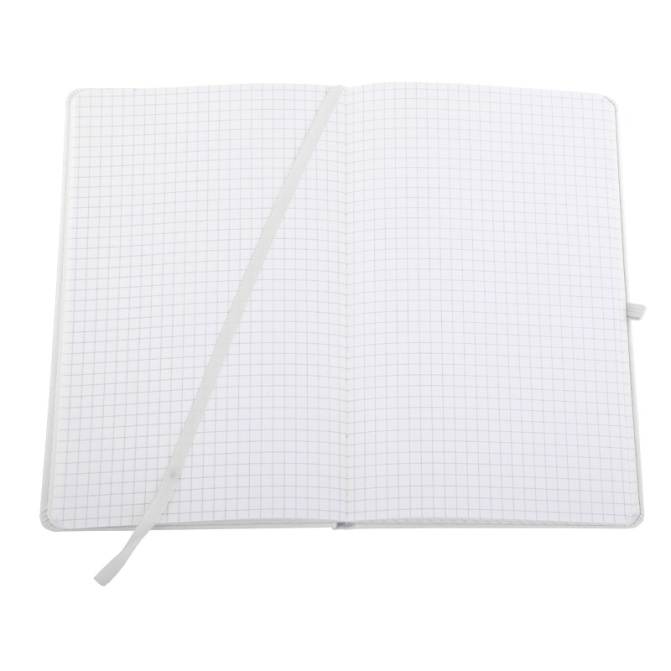 Notes 13×21 cm biały z gumką i pętelką na długopis