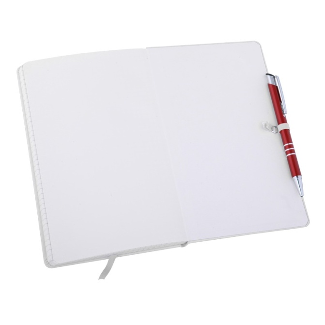Notes 13×21 cm biały z gumką i pętelką na długopis