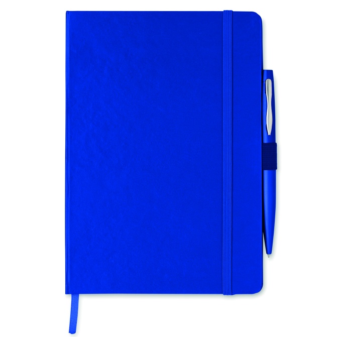 Notes A5 niebieski z długopisem, PU FSC, 144 stron