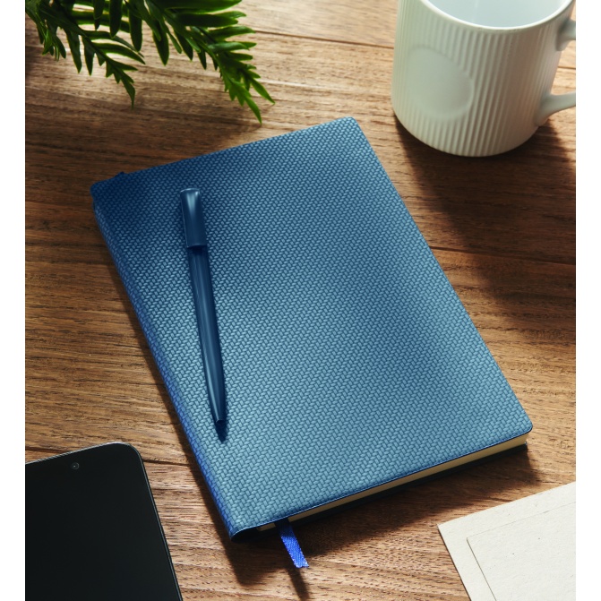 Notes A5 PU granatowy z recyklingu + długopis