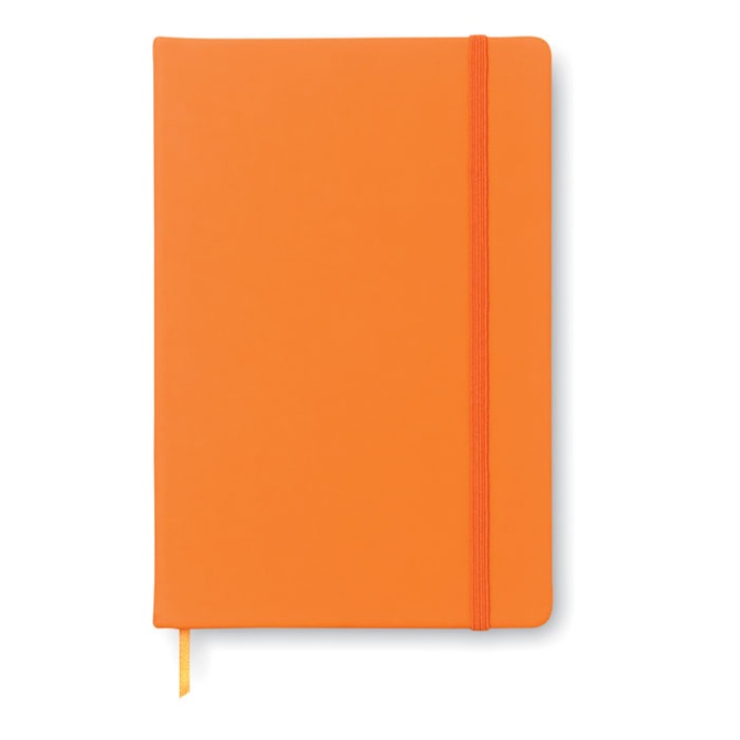 Notes A5 PU z gumką FSC – pomarańczowy, 192 strony