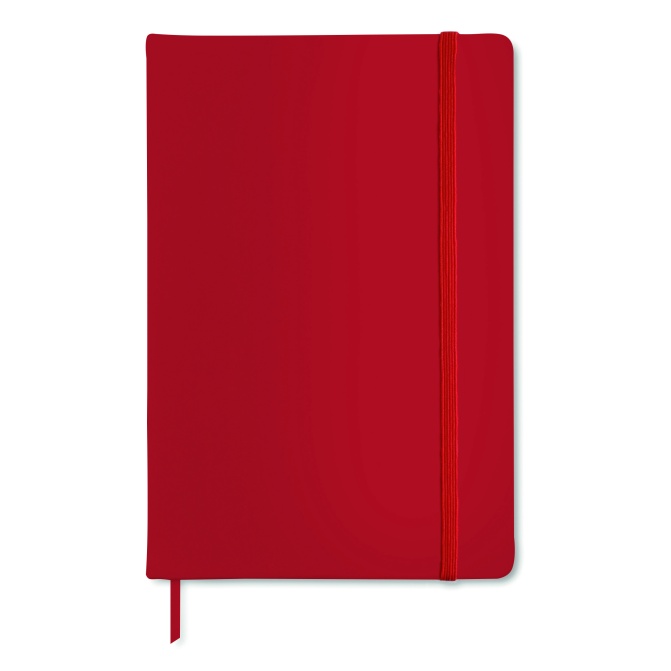 Notes książkowy A5 czerwony, PU, gumka, 192 str.