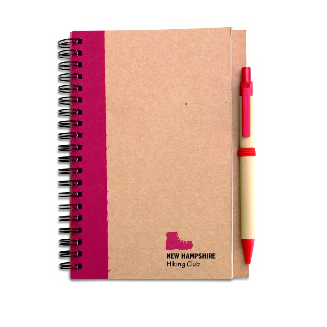 Papier z recyklingu – notes B6 + długopis, czerwony