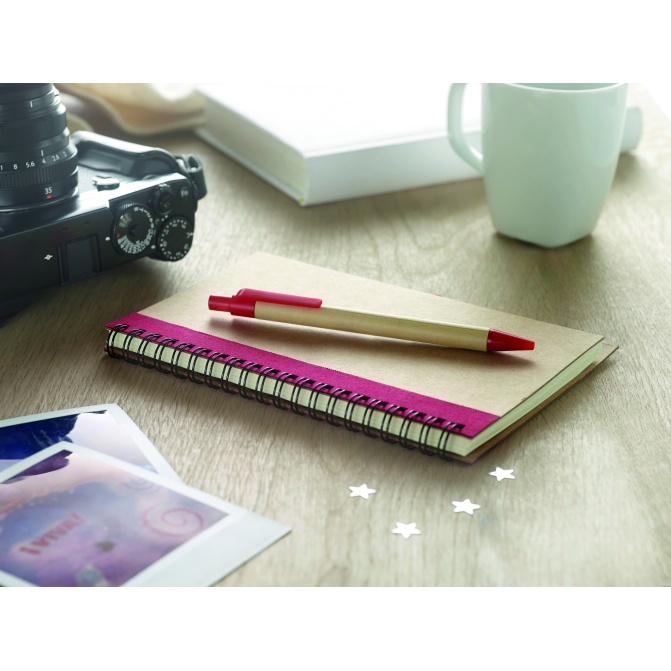 Papier z recyklingu – notes B6 + długopis, czerwony