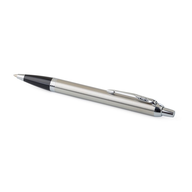 Parker IM srebrny, czarne detale – grawer z logo
