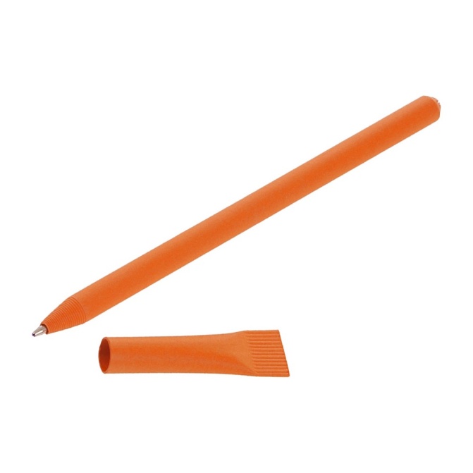 Pomarańczowy rolowany długopis papierowy Debra z logo