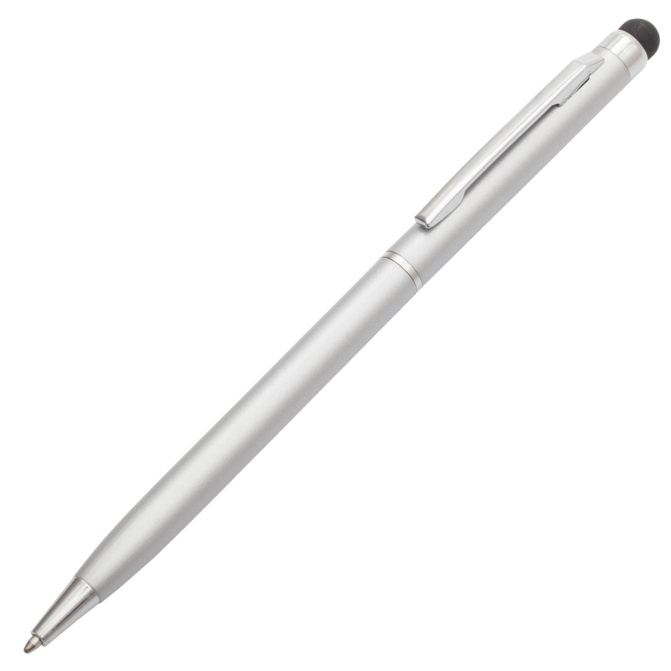 Srebrny długopis alu Touch Tip z gumką stylus