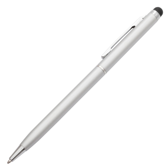 Srebrny długopis alu Touch Tip z gumką stylus
