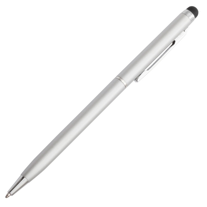 Srebrny długopis alu Touch Tip z gumką stylus