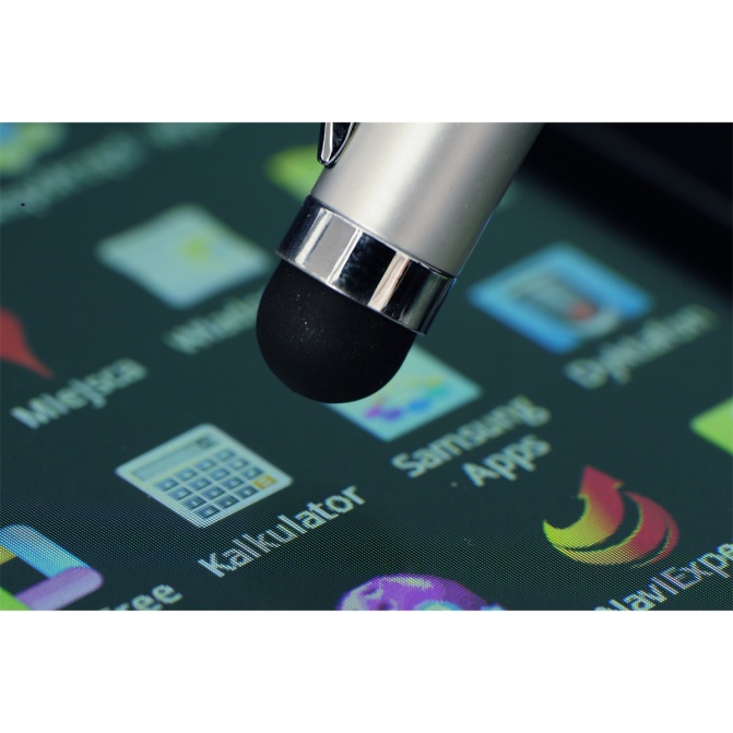 Srebrny długopis alu Touch Tip z gumką stylus