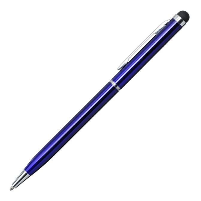 Touch pen aluminium niebieski z gumką do ekranu